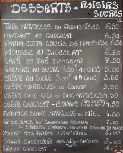 Carte des desserts hiver