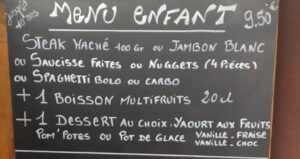 Carte Menu enfant